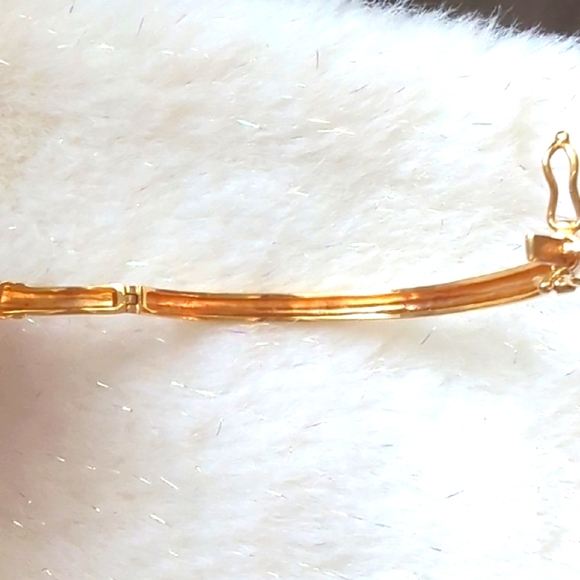 Vintage 1980s Gold Vermeil Sterling Silver Heart CZ Bangle Marked 925 Heirloom - Picture 5 of 13